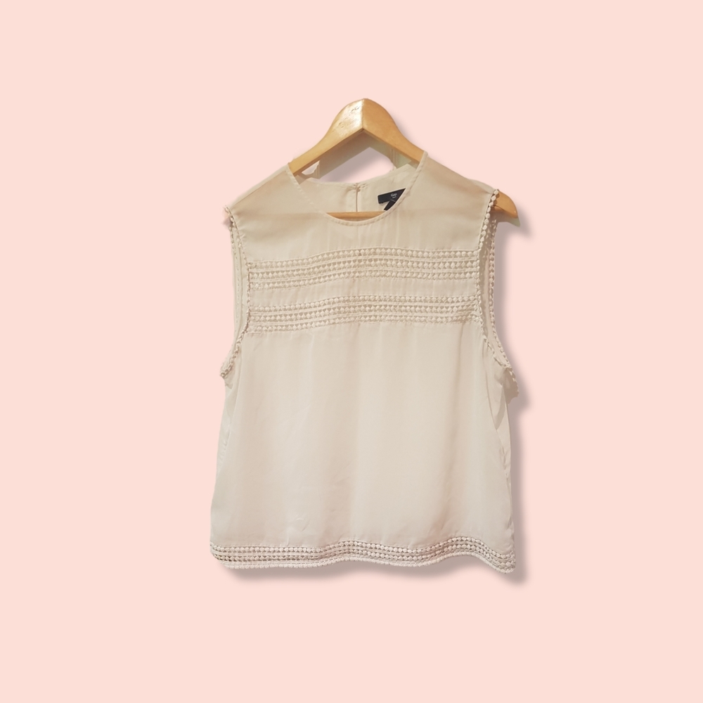 White sheer top with crochet detail size XL